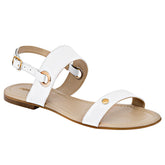 Sandalia para mujer color blanco con detalles dorados en Moramora