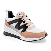 Tenis suela chunky para Mujer con franjas color rosa y negro marca Moramora