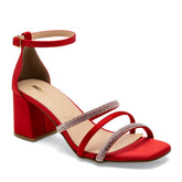 Zapatilla para mujer color rojo con detalles color plateado marca Moramora