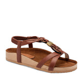 Sandalia artesanal piel para Mujer Camel Xochitl en Moramora