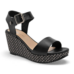 Sandalia para mujer con plataforma color negro marca Moramora