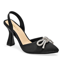 Zapatilla para mujer color negro con moño plateado marca Moramora