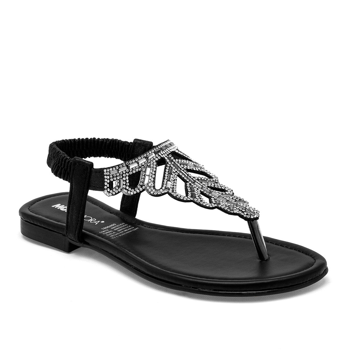 Sandalia para mujer color negro con detalles color plateado
