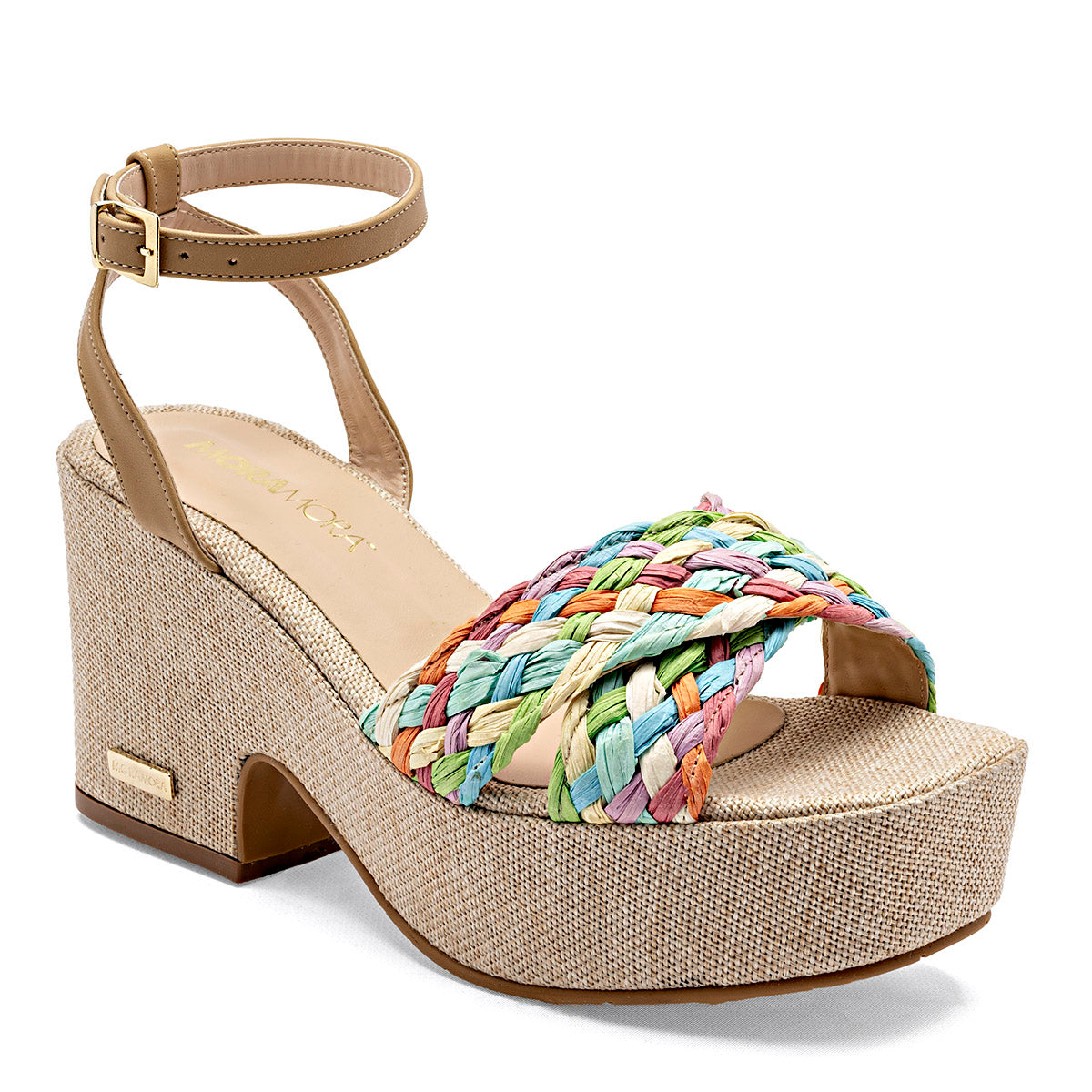 Sandalia para mujer con trenzado de colores marca Moramora