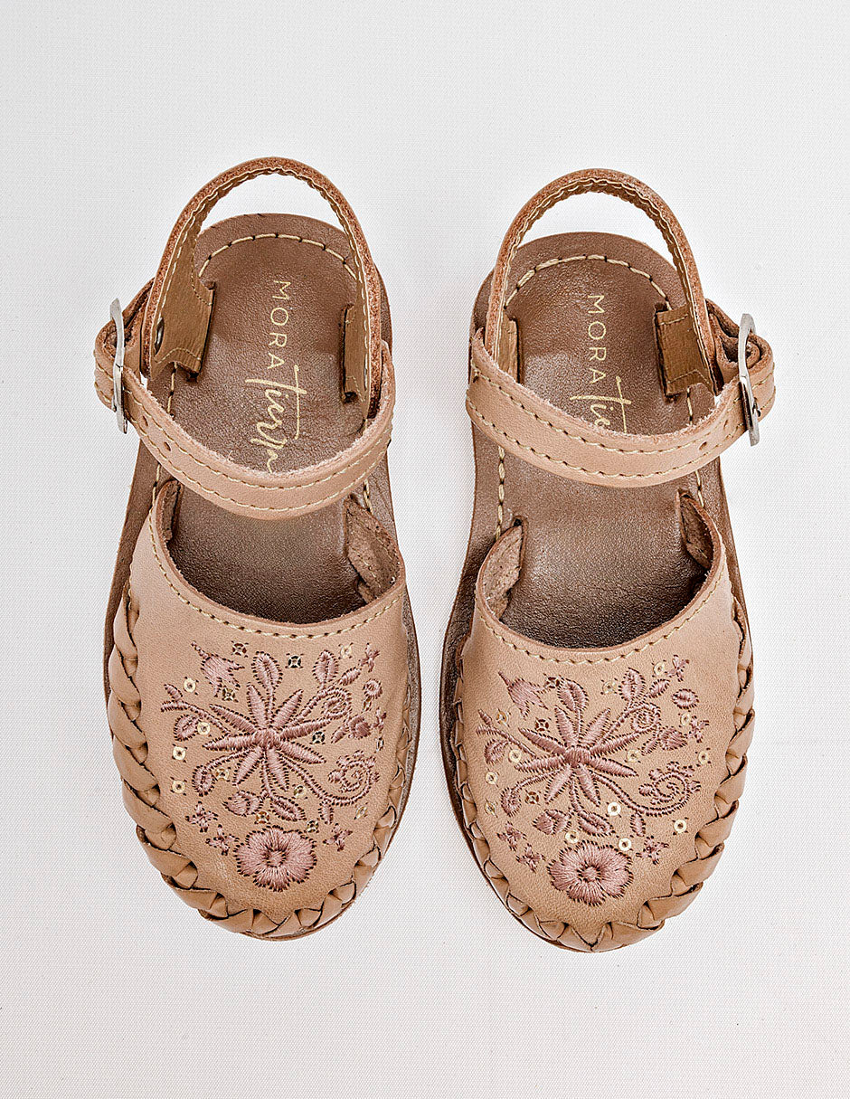 Sandalia artesanal para Preescolar Niña  Beige Margaret en Moramora