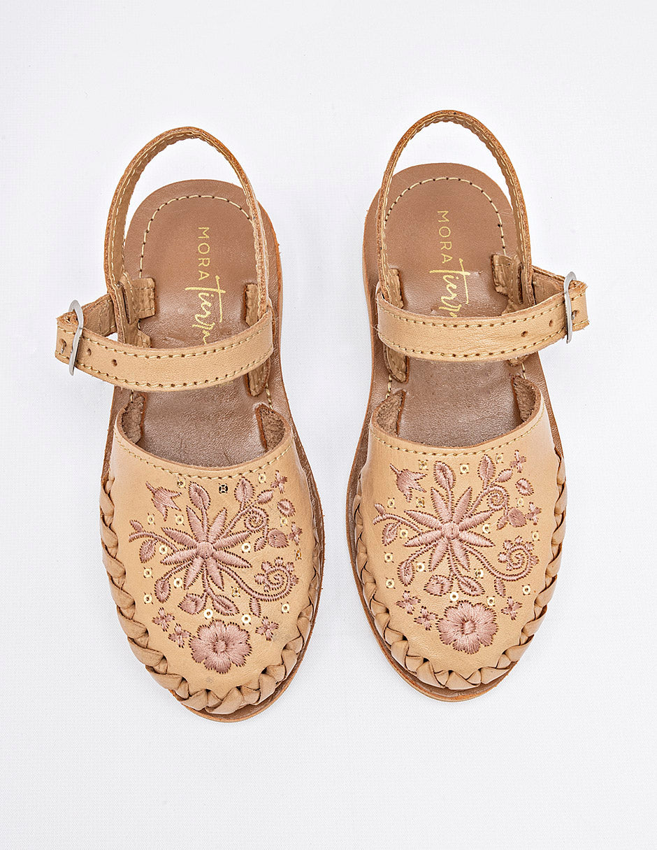 Sandalia artesanal para Niña  Beige Margaret en Moramora