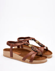 Sandalia artesanal piel para Mujer  Camel Xochitl