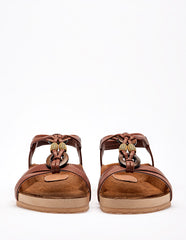 Sandalia artesanal piel para Mujer  Camel Xochitl