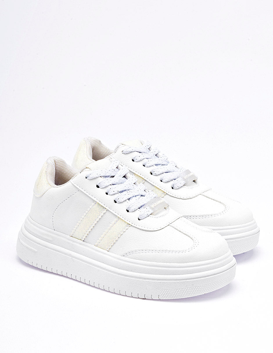 Tenis escolar para Niña  Blanco Mallory