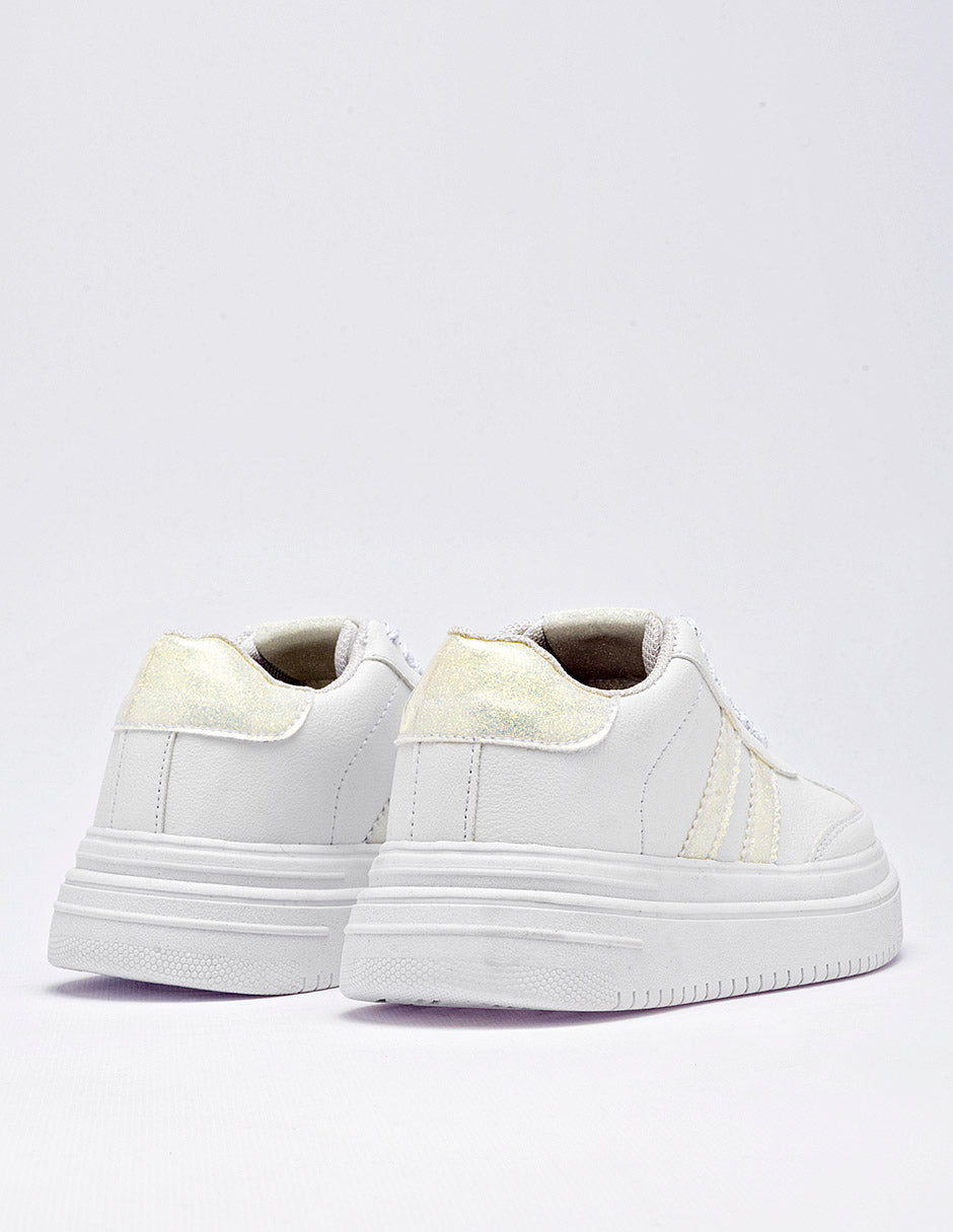 Tenis escolar para Niña  Blanco Mallory