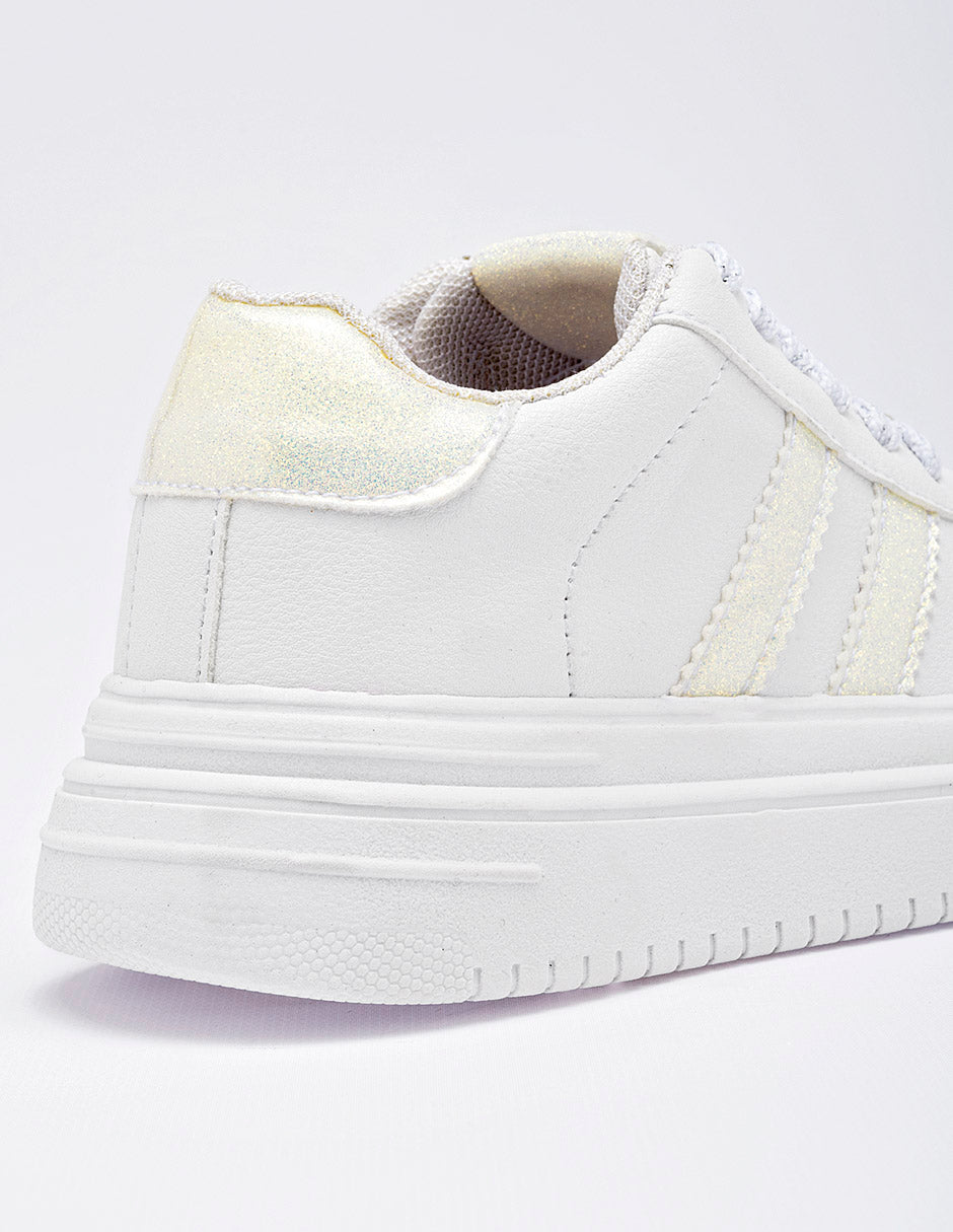Tenis escolar para Niña  Blanco Mallory