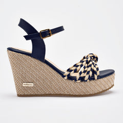 Sandalia cuña para Mujer  Azul marino Dolores