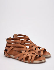 Sandalia artesanal piel para Mujer  Camel Elva