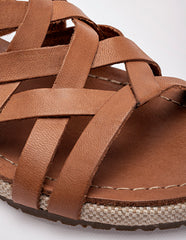 Sandalia artesanal piel para Mujer  Camel Elva