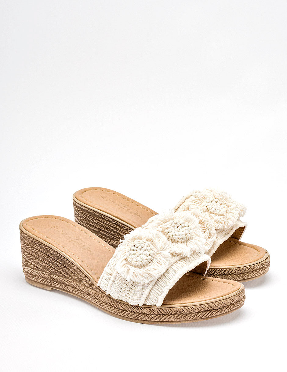 Sandalia cuña para Mujer  Marfil Mariana Mora Tierra 
