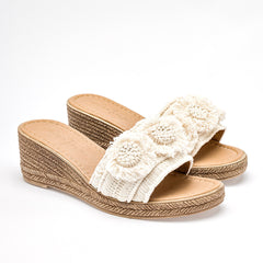 Sandalia cuña para Mujer Marfil Mariana