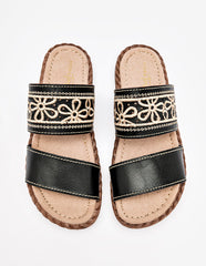 Sandalia artesanal piel para Mujer  Negro Rosalba