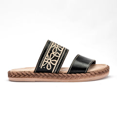 Sandalia artesanal piel para Mujer Negro Rosalba