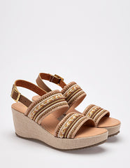 Sandalia cuña para Mujer Camel Elvira en Moramora