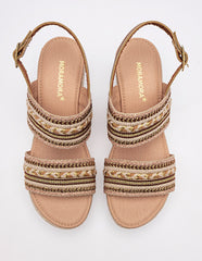 Sandalia cuña para Mujer Camel Elvira en Moramora