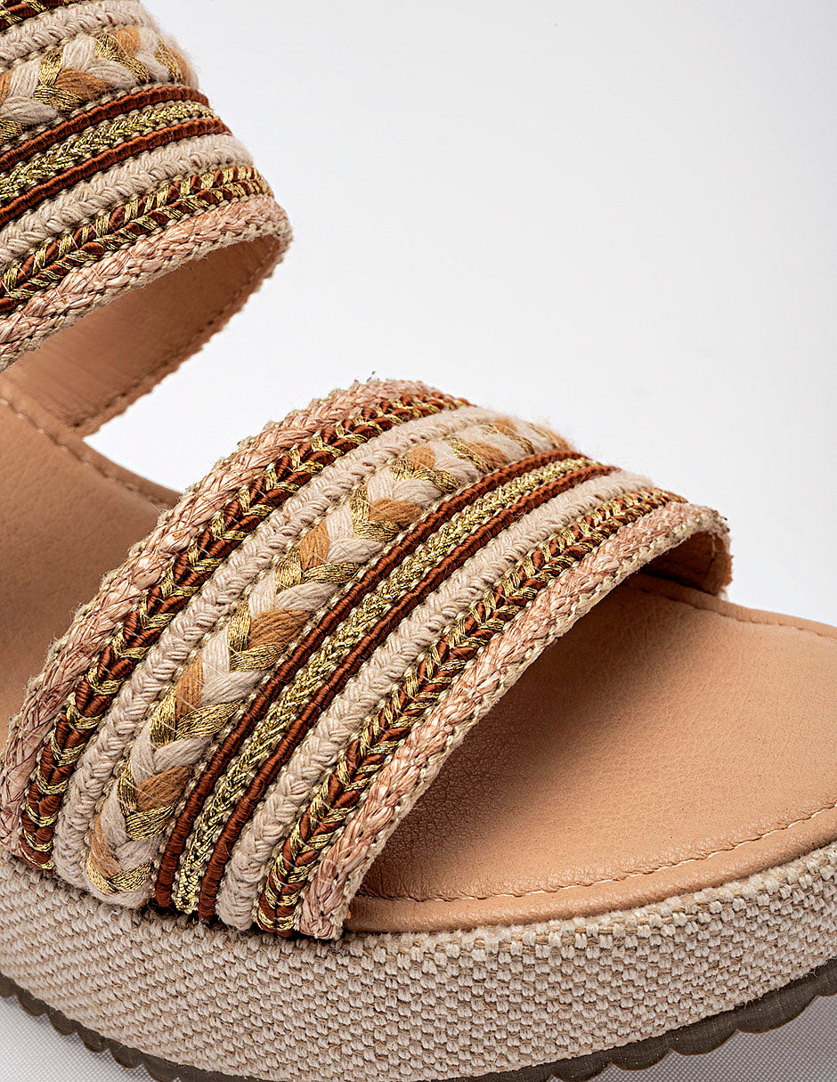 Sandalia cuña para Mujer Camel Elvira en Moramora