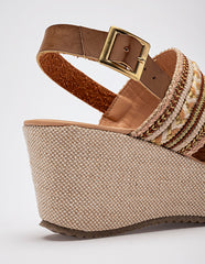 Sandalia cuña para Mujer Camel Elvira en Moramora