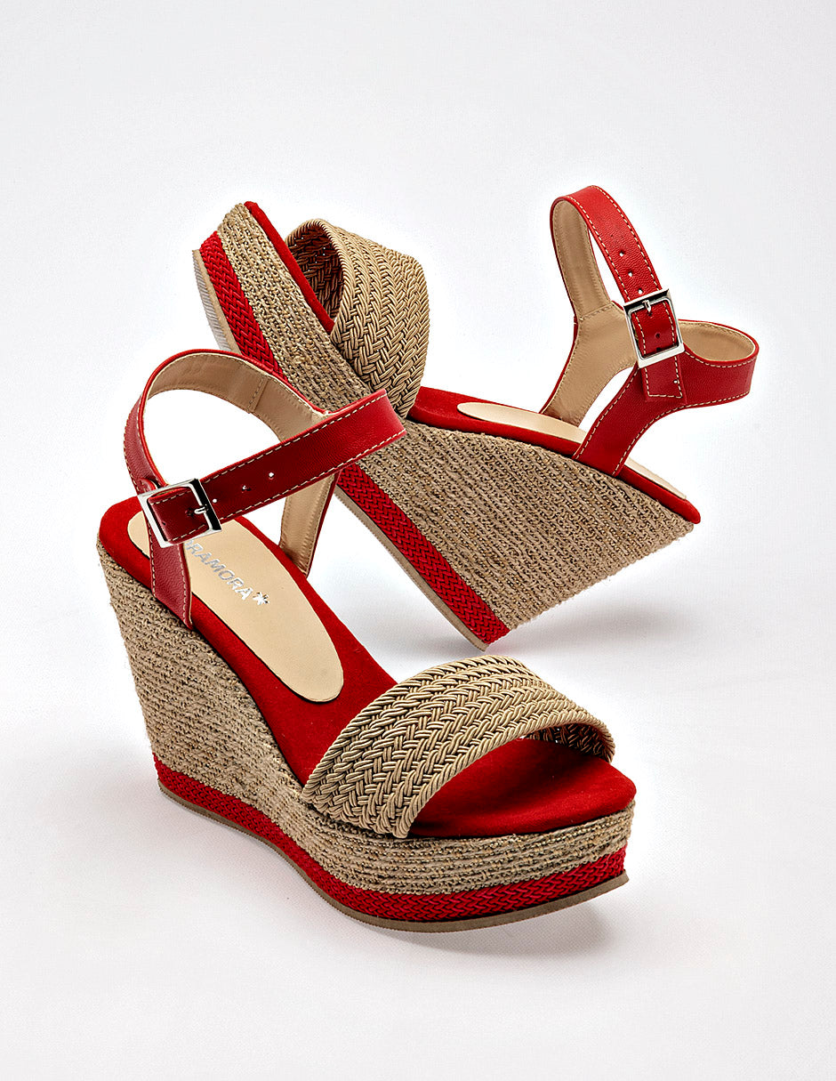 Sandalia cuña para Mujer Beige Anel en Moramora