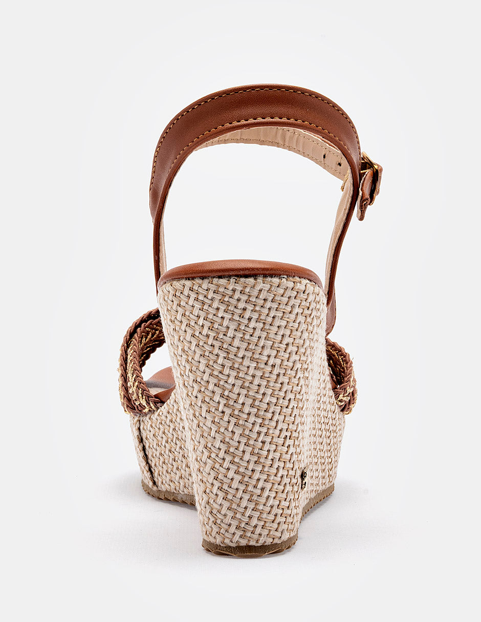 Sandalia cuña para Mujer  Camel Dolores en Moramora