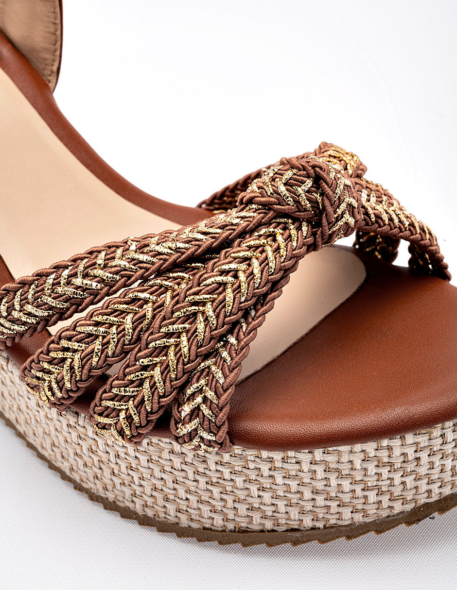 Sandalia cuña para Mujer  Camel Dolores en Moramora