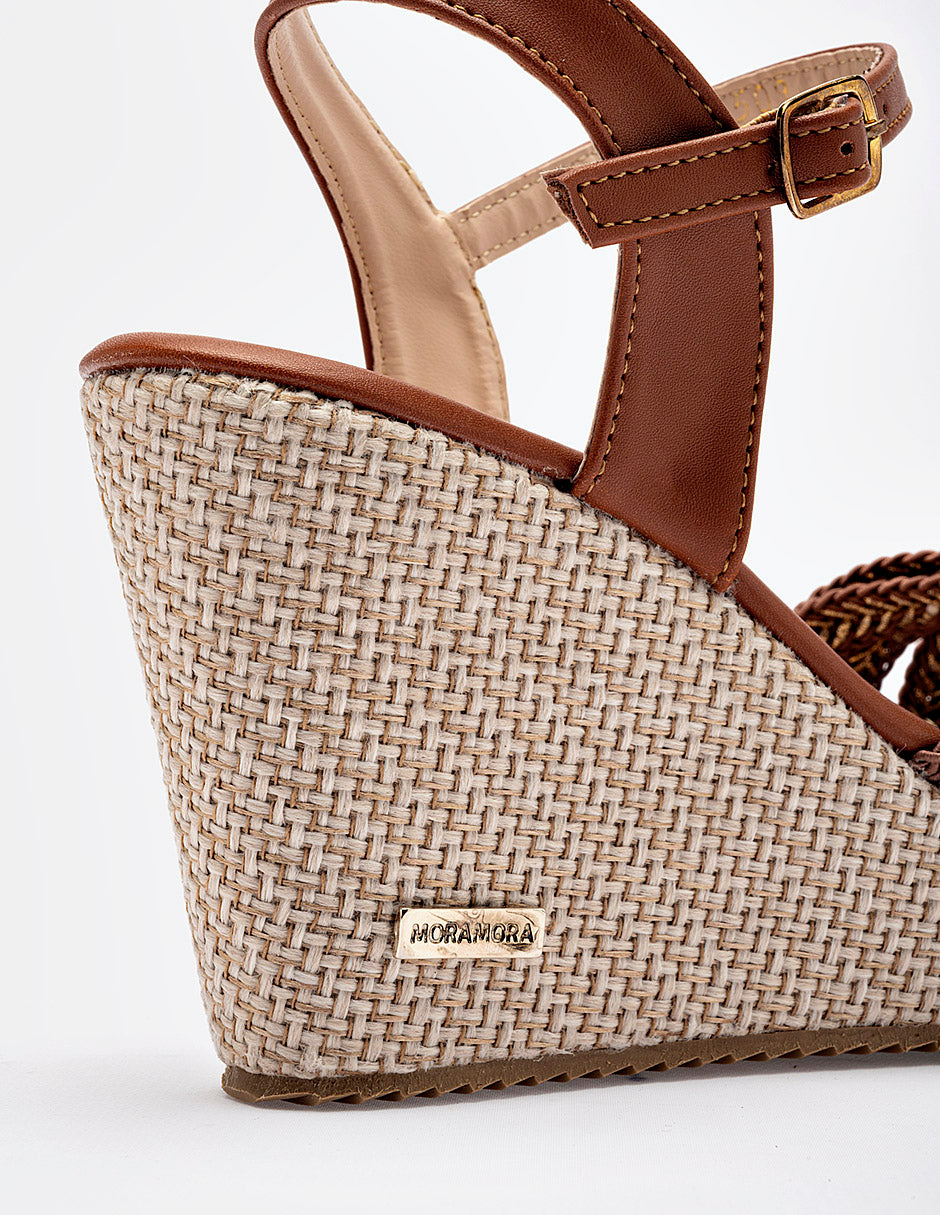 Sandalia cuña para Mujer  Camel Dolores en Moramora