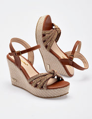 Sandalia cuña para Mujer  Camel Dolores en Moramora