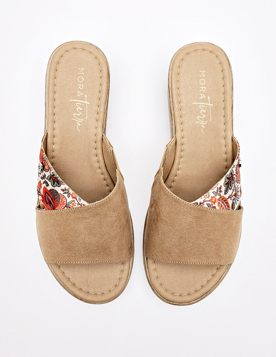 Mora Tierra - Sandalia cuña para Mujer Camel Priscila