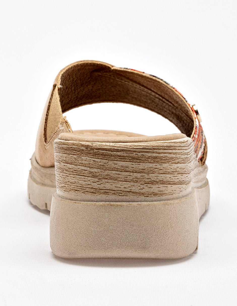 Mora Tierra - Sandalia cuña para Mujer Camel Priscila