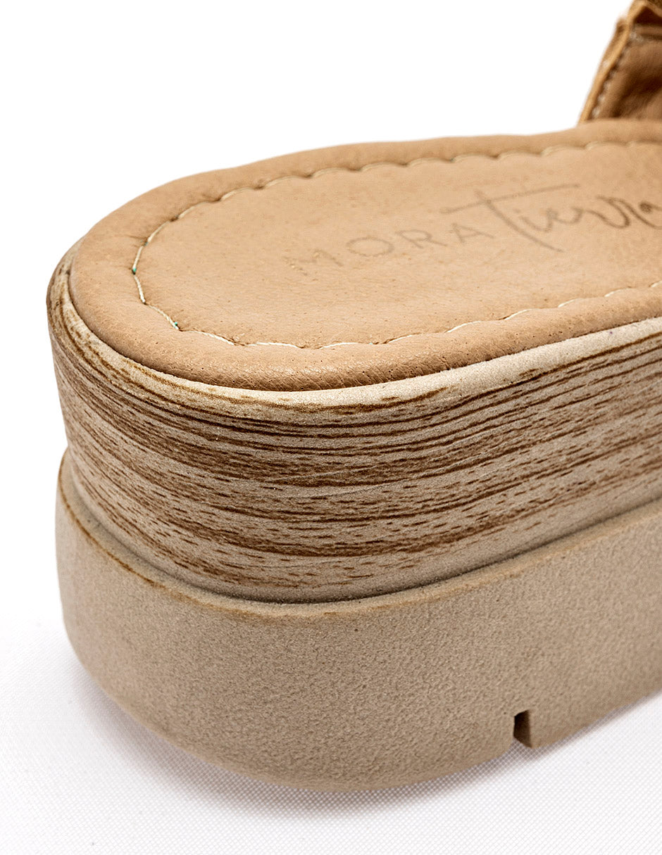 Mora Tierra - Sandalia cuña para Mujer Camel Priscila
