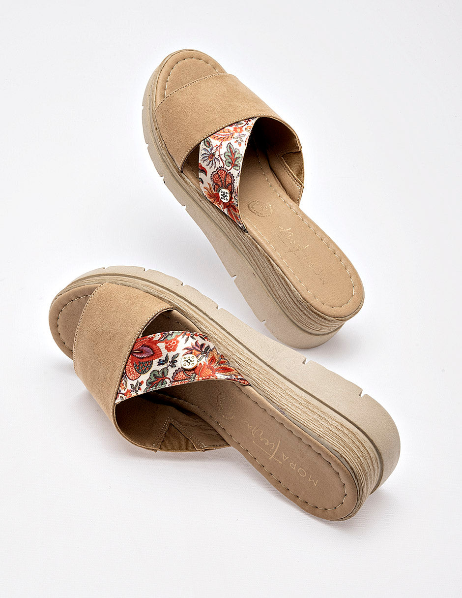 Mora Tierra - Sandalia cuña para Mujer Camel Priscila