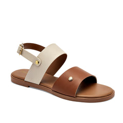 Sandalia piso para Mujer  Camel Carolina color hueso y café en Moramora