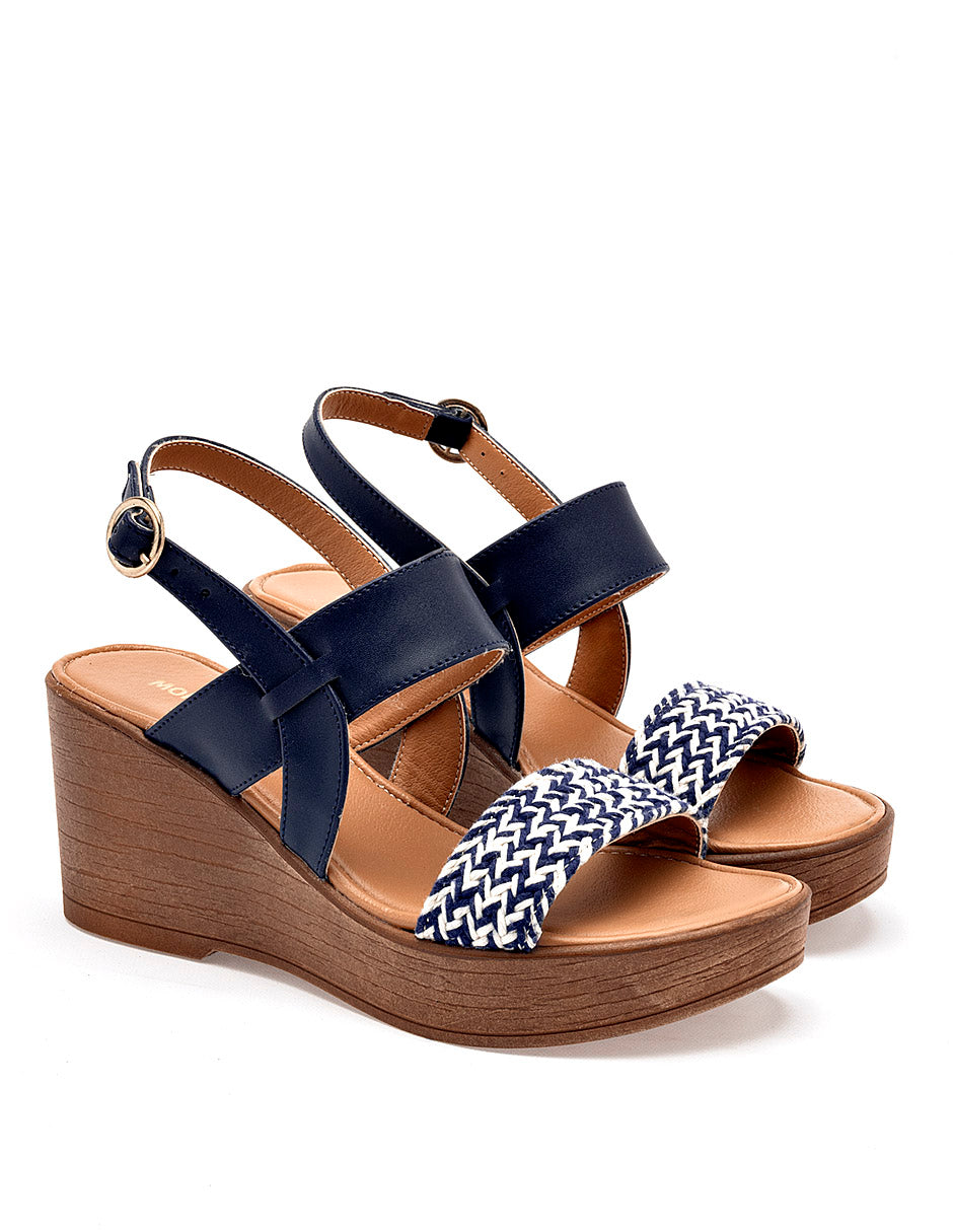 Sandalia cuña para Mujer Azul marino Florence Moramora