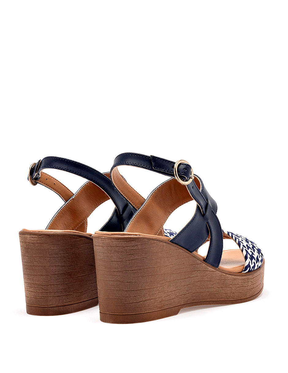 Sandalia cuña para Mujer Azul marino Florence Moramora