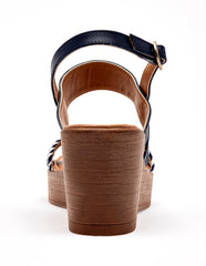 Sandalia cuña para Mujer Azul marino Florence Moramora