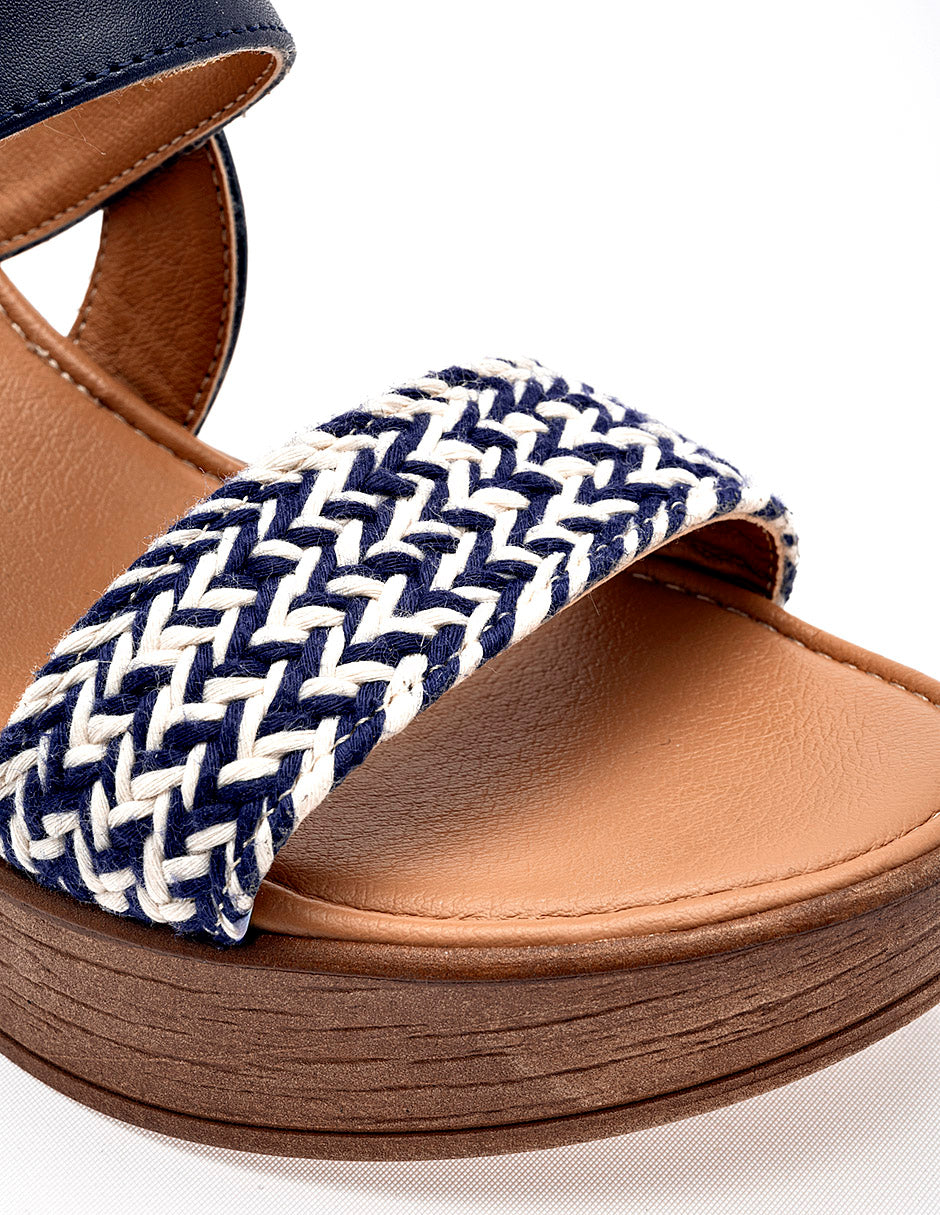Sandalia cuña para Mujer Azul marino Florence Moramora