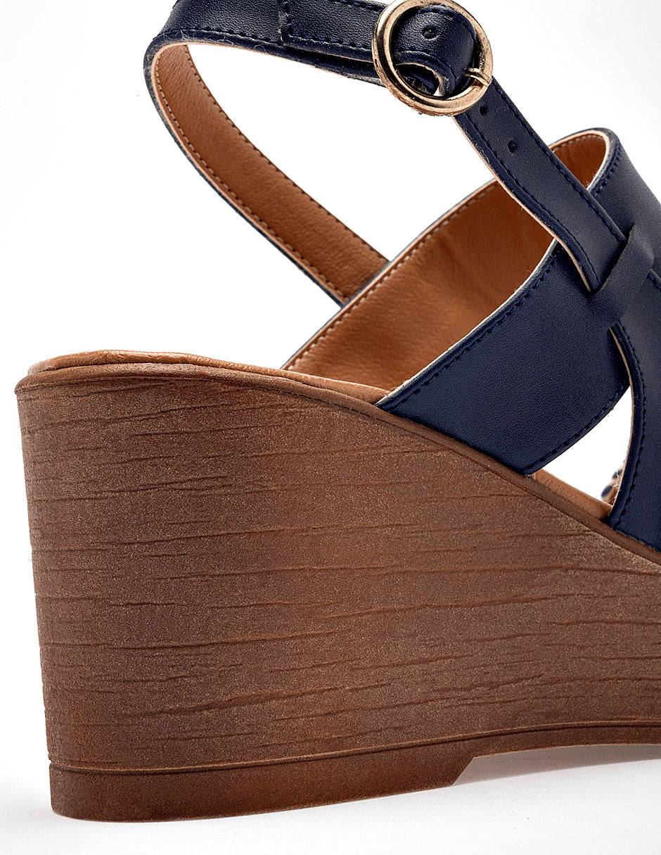 Sandalia cuña para Mujer Azul marino Florence Moramora