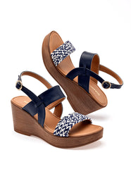 Sandalia cuña para Mujer Azul marino Florence Moramora